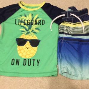 Old Navy boys swim truck & rash guard 4T